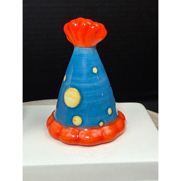 Nora Fleming Mini Party Birthday Hat Orange/Blue HTF